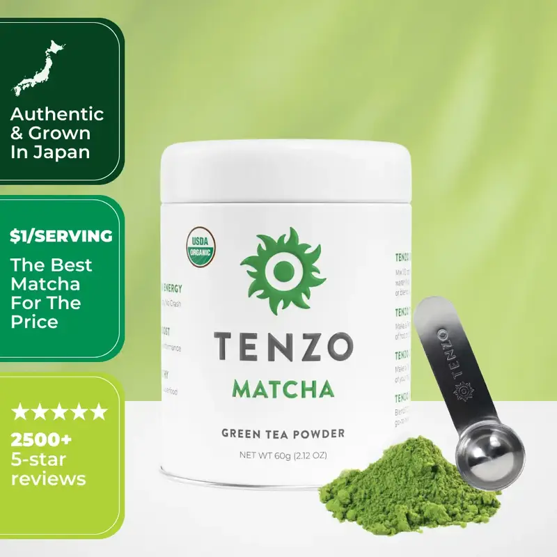 Tenzo Organic Matcha - 60 Servings Ceremonial Organic Matcha Powder with Smooth, Vibrant, Savory Flavor, Stone Grind, Traditi...