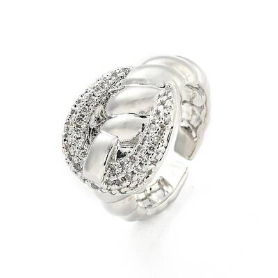 Brass Micro Pave Cubic Zirconia Cuff Rings