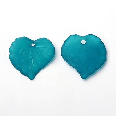 Teal Transparent Acrylic Frosted Leaf Pendants