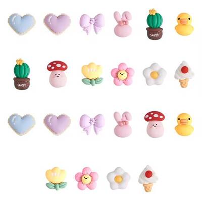 22Pcs 11 Styles Opaque Cute Resin Cabochons