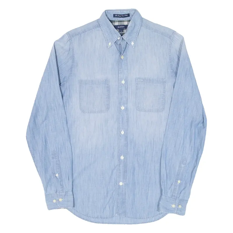GANT Mens Plain Shirt Blue Long Sleeve S