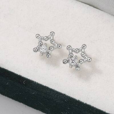 Brass Clear Cubic Zirconia Stud Earrings