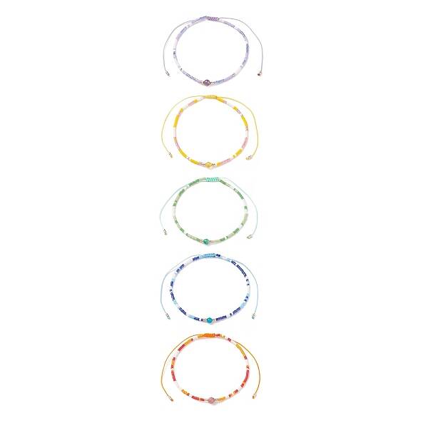 Mixed Natural Gemstone & Glass Seed Beaded Bracelets