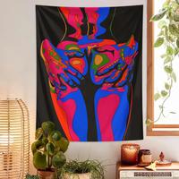 Abstract Figure Pattern Tapestry, Retro Aesthetic Abstract Art Figure Tapestry, Fashionable and Personalized Living Room Bedr...
