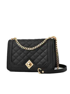 Women's Solid Quilted Chain Strap Crossbody Bag, Fashionable Matching Shoulder Bag, Simple All-match Solid Color Bag for Dail...