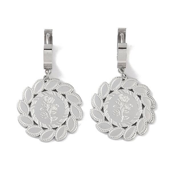 Non-Tarnish Flower 304 Stainless Steel Dangle Earrings