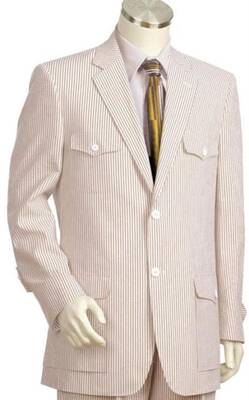 Brown and White Seersucker Suit