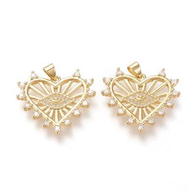 Brass Micro Pave Clear Cubic Zirconia Pendants