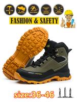 Men's Lace Up High Top Anti Piercing & Anti Smashing Safety Shoes, Lightweight Steel Toe Work Shoes, Non Slip Safety Shoes fo...