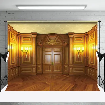 Vintage Brown Wall Lamp Door Photography Backdrop - Aperturee