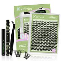 KEYYOU Manga & Spiky Lashes Kit CC Curl Wispy DIY EyeLash Extension Kit Waterproof Long-Lasting Lash Extension Kit Beginner-F...