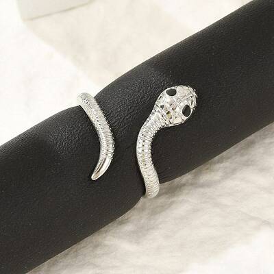 304 Stainless Steel Black Enamel Cuff Rings for Women