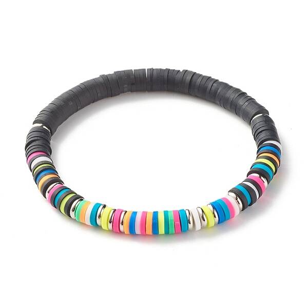 Handmade Polymer Clay Heishi Beads Stretch Bracelet