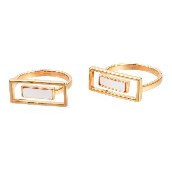 Natural Shell Rectangle Finger Ring