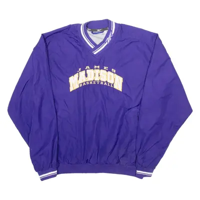 REEBOK James Madison Basketball Training Mens Sweatshirt Purple V-Neck USA S