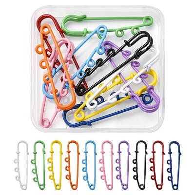 10Pcs 10 Colors Spray Painted Iron Brooch Findings
