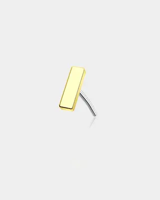 14K Gold Long Bar Threadless Cartilage Earring - 14K Top Only / 5mm