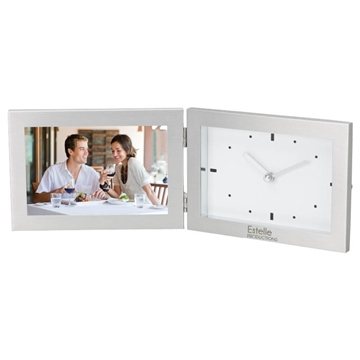 25 Promotional Antimo Clock & Photo Frame - Brushed Aluminum