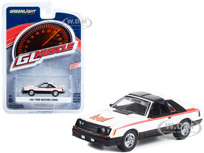 1981 Ford Mustang Cobra Polar White and Black with Red Stripes \