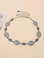 Women's Boho Style Vintage Chain Belt, Retro Trendy Textured Metal Design Waist Belt, Fashionable Clothes Accessories for Dai...