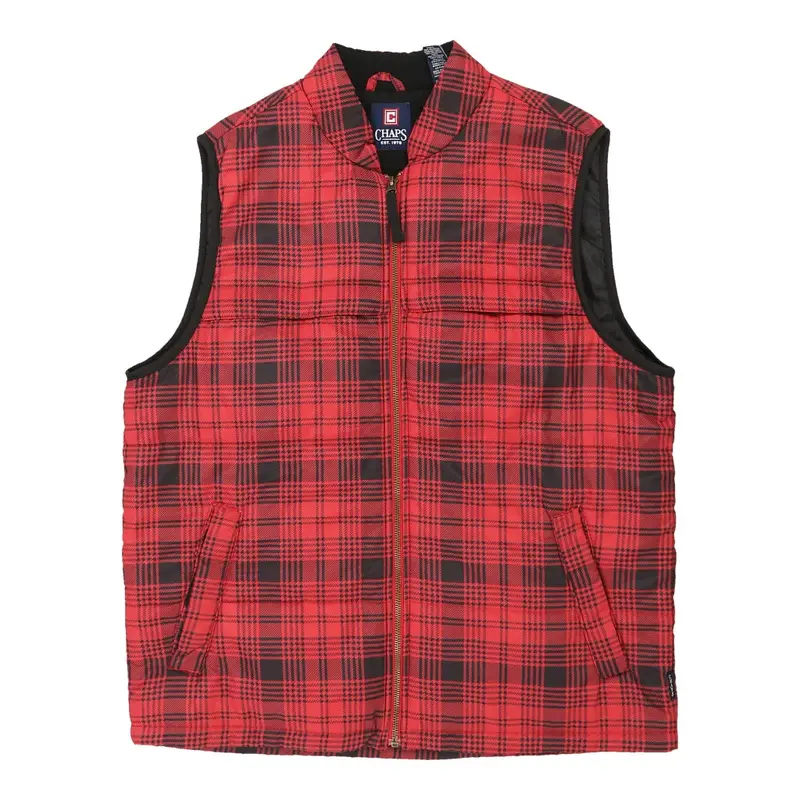 Chaps Denim Checked Gilet - Medium Red Polyester