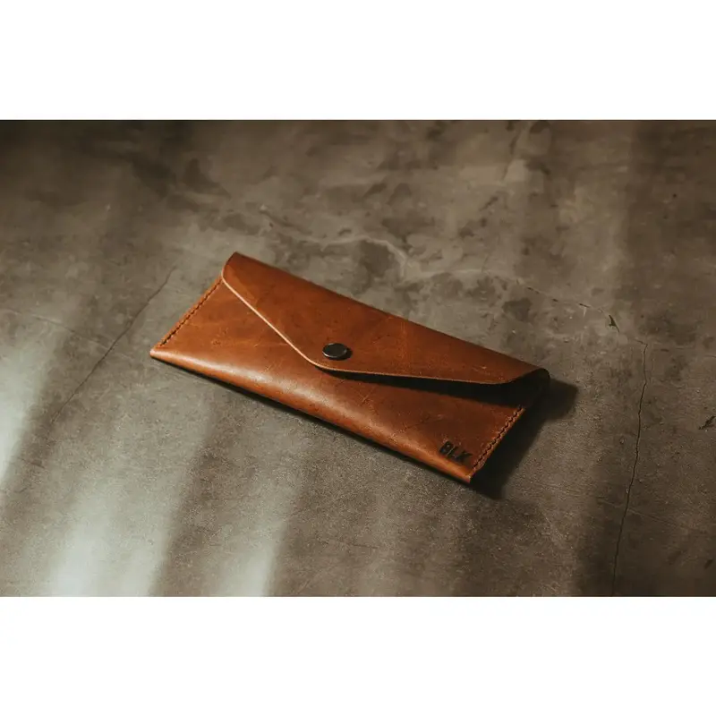 Leather Money Envelope - English Tan Harvest