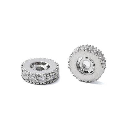Brass Micro Pave Clear Cubic Zirconia Beads