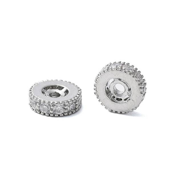 Brass Micro Pave Clear Cubic Zirconia Beads