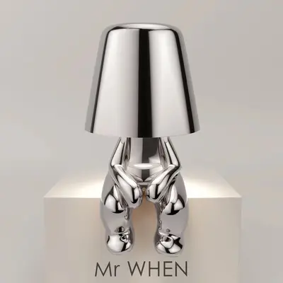 Thinker Small Gold Statue Desk Lamp USB Charging Decorative Table Lamp Touch Atmosphere | format: 802 Silver