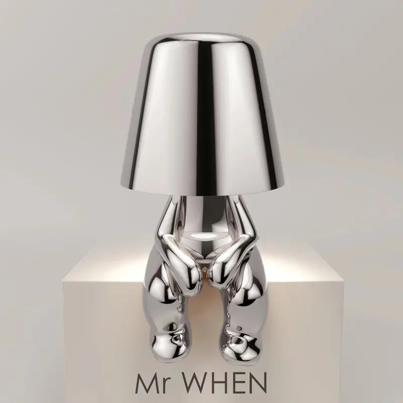Thinker Small Gold Statue Desk Lamp USB Charging Decorative Table Lamp Touch Atmosphere | format: 802 Silver