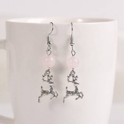 Natural Rose Quartz Dangle Earrings