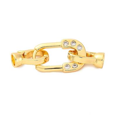 Brass Micro Pave Clear Cubic Zirconia Fold Over Clasps
