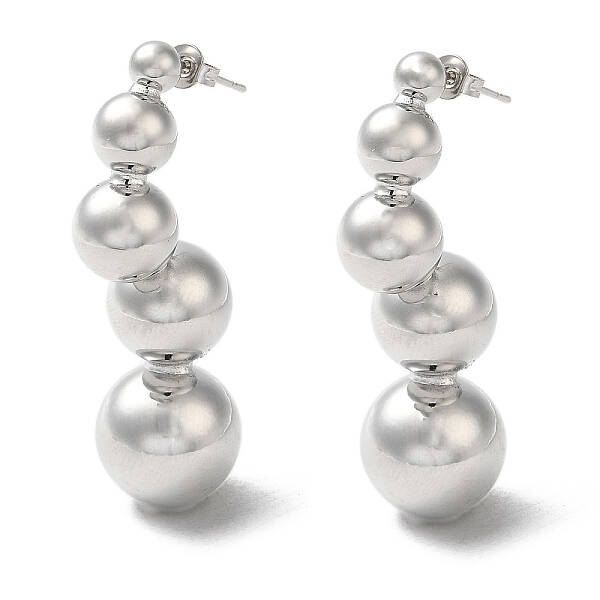 Rack Plating Brass Round Ball Dangle Stud Earrings