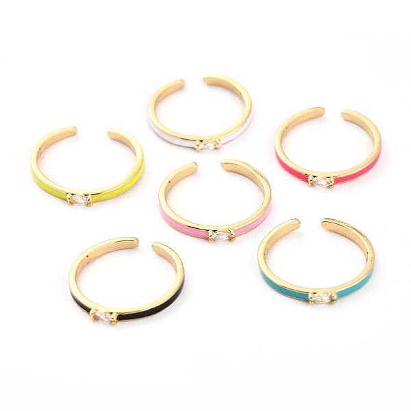 Brass Micro Pave Clear Cubic Zirconia Cuff Rings