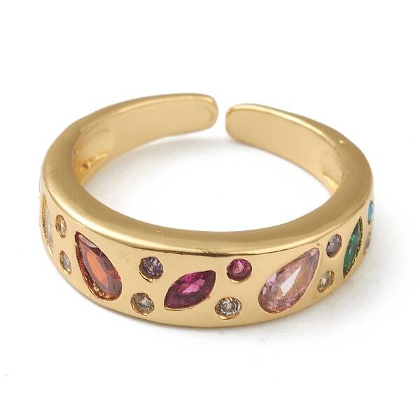 Brass Micro Pave Cubic Zirconia Cuff Rings