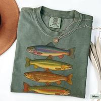 Comfort Colors Trout Fish Shirt, Vintage Fish Shirt, Retro Fish Shirt, Fishing Shirt, Fishermen, Rainbow Trout Fishing Shirt,...