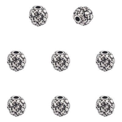 8Pcs Retro Rondelle Skull 316 Stainless Steel Beads
