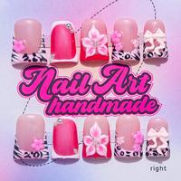 Y2K Style Press on Fake Nail, Flower & Lip Design Handmade Press on Fake Nail with Nail File & Tape, Reusable Nail Art Kit fo...