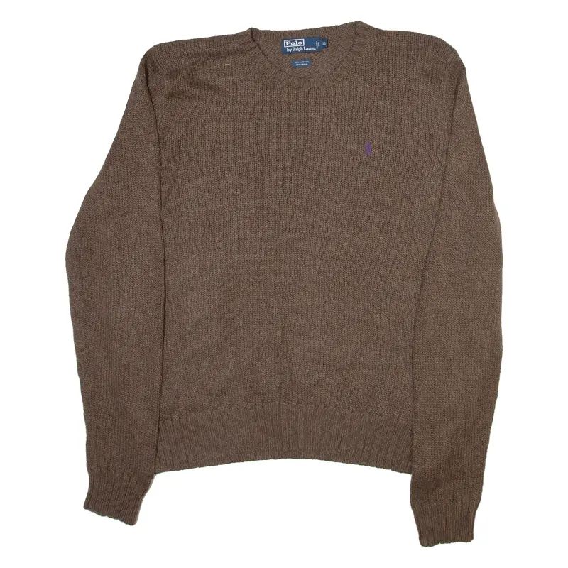 POLO RALPH LAUREN Mens Jumper Brown Tight Knit XL