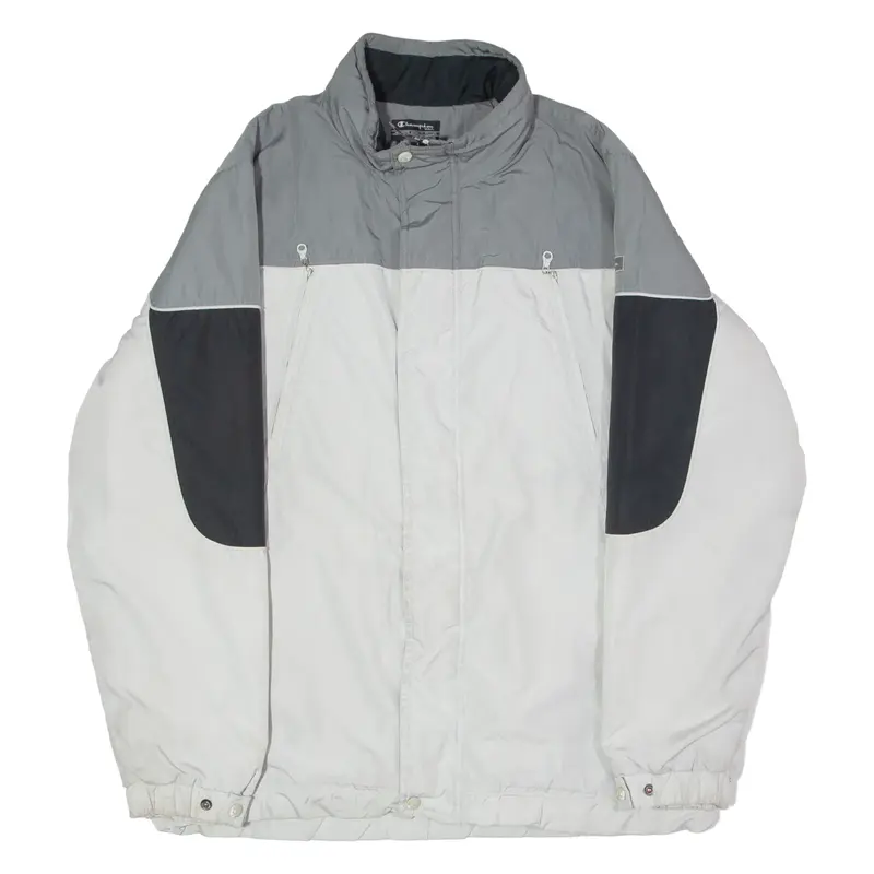 CHAMPION Insulated Mens Jacket Grey Hooded Colourblock XL