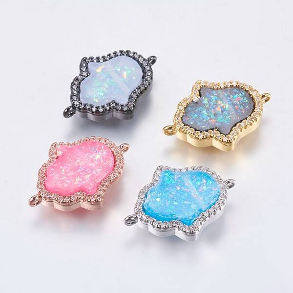 Brass Micro Pave Cubic Zirconia Links connectors