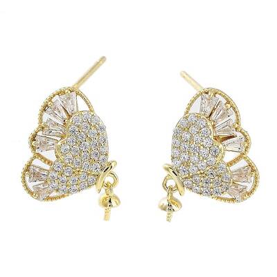 925 Sterling Silver with Cubic Zirconia Stud Earrings Findings