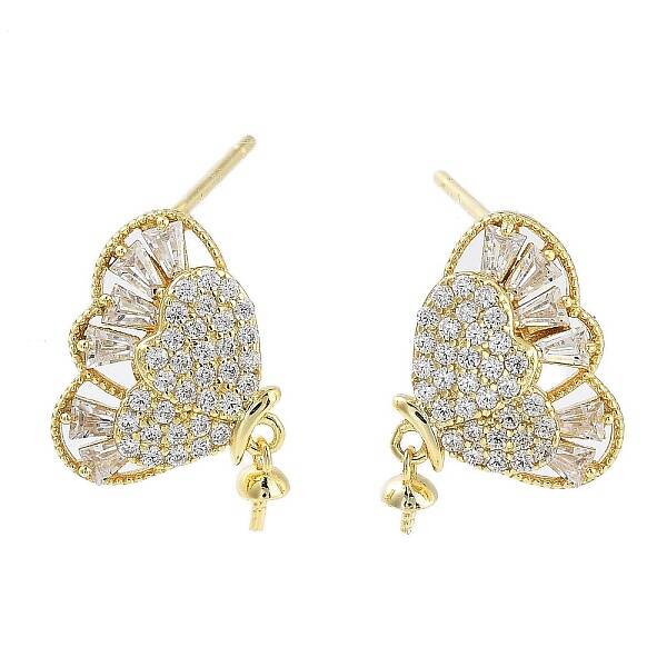 925 Sterling Silver with Cubic Zirconia Stud Earrings Findings