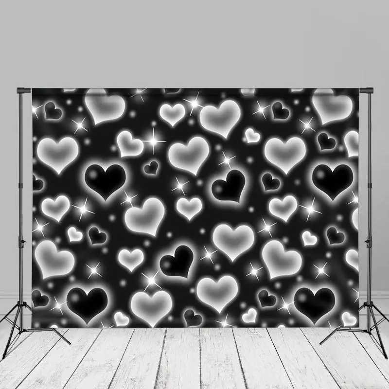 Bokeh Black Heart Valentines Day Backdrops For Photo - Aperturee