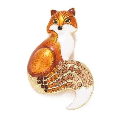 Rhinestone Fox Badge