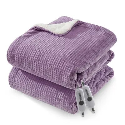 Garvee Heated Blanket Queen Size with Dual Control, Waffle Electric Blankets with ETL Certified, Soft Flannel Heating Blanket...