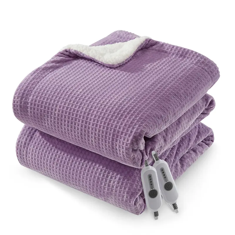 Garvee Heated Blanket Queen Size with Dual Control, Waffle Electric Blankets with ETL Certified, Soft Flannel Heating Blanket...