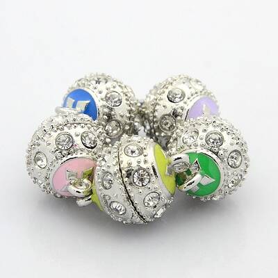Platinum Plated Round Alloy Enamel Magnetic Clasps with Loops