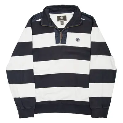 TIMBERLAND Striped Mens Sweatshirt White 1/4 Zip M