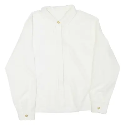 Womens Shirt White Collared Long Sleeve L